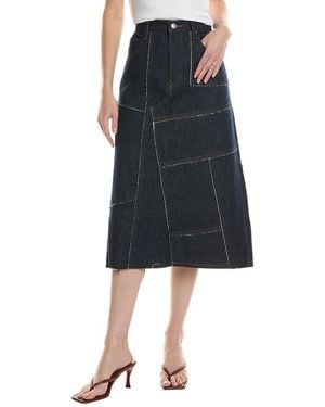 FRAME The Patchwork Midi Skirt - Blue