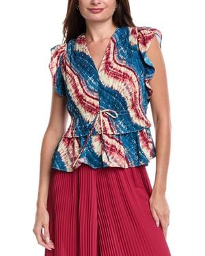 Nicole Miller Pleated Blouse - Red
