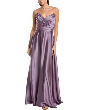 Amsale Draped Bodice Gown - Purple