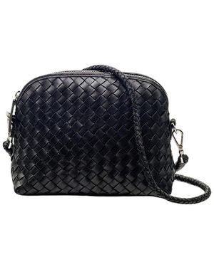 Dragon Diffusion Chunky Fellini Leather & Straw Pochette - Black