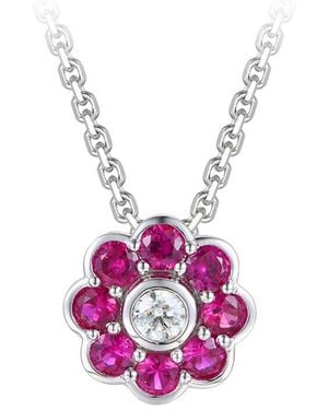 Gregg Ruth 14K 0.89 Ct. Tw. Diamond & Ruby Flower Pendant - Pink