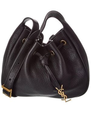 Saint Laurent Paris Vii Mini Leather Hobo Bag - Black