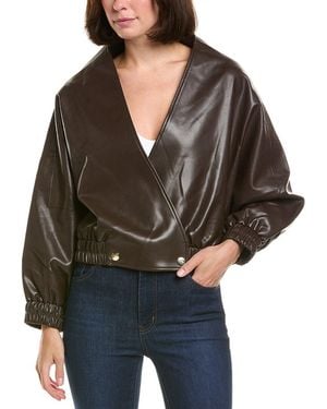 La Fiorentina Wrap Faux Leather Jacket - Black