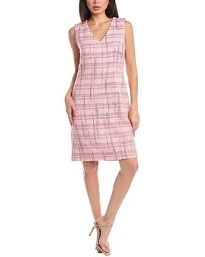 St. John Metallic Plaid Dress - Pink