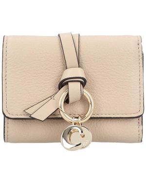 Chloé Leather Alphabet Mini Trifold Wallet, Never Carried (Authentic Pre-Loved) - Natural