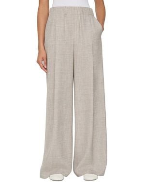 Lafayette 148 New York Wide Leg Astor Pleat Front Wool, Silk, & Linen-blend Pant - Grey