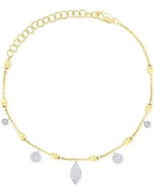 Meira T 14K Diamond Barrel Chain Leaf Bracelet - Metallic