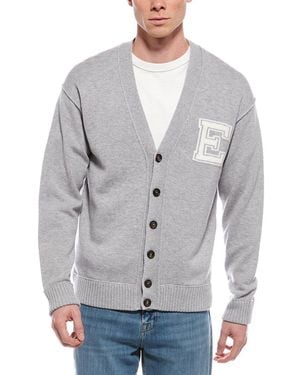 Eleventy Jacquard Wool Cardigan - Gray