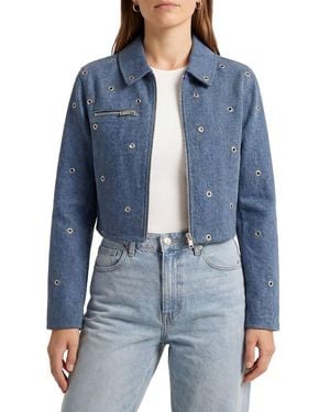 Avec Les Filles Crop Zip Front Jacket - Blue