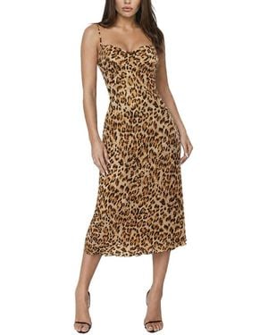 Bebe Printed Satin Cowl Midi Dress - Natural