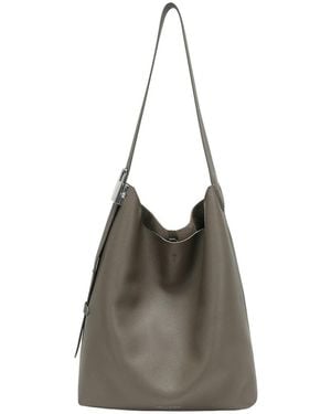 Tiffany & Fred Paris Pebbled Leather Slouch Tote - Brown