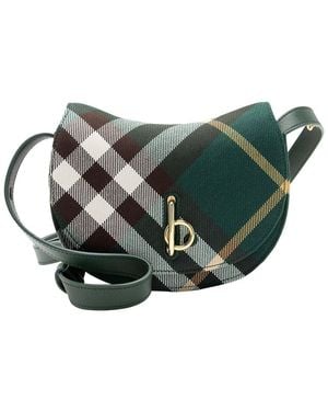Burberry Green Canvas Mini Check Jacquard Rocking Horse Mini Shoulder Bag (authentic Pre-loved) - Gray