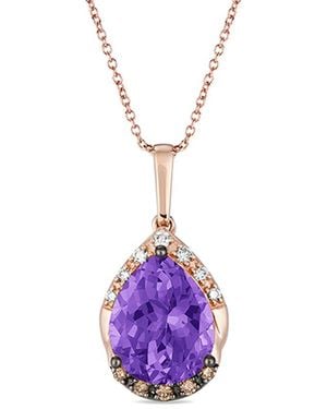 Le Vian Le Vian Grape Amethyst 14k Rose Gold 2.86 Ct. Tw. Diamond & Amethyst Pendant Necklace - Pink