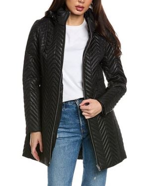 Via Spiga Herringbone Quilted Coat - Black