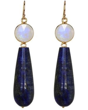 Liv Oliver 18K Plated 52.25 Ct. Tw. Gemstone Earrings - Blue