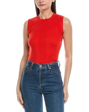 KARL LAGERFELD Ribbed Knit Top - Red