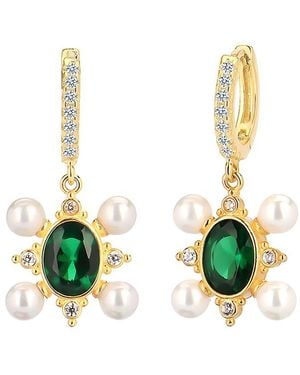 Gabi Rielle 14k Over Silver Pearl Cz Star Earrings - White