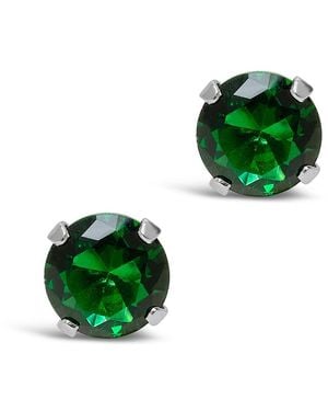 Sterling Forever Silver Cz Earrings - Green