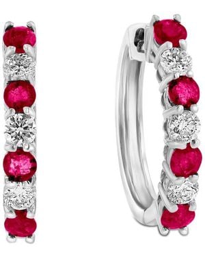 Diana M. Jewels Fine Jewelry 14k 1.15 Ct. Tw. Diamond & Ruby Hoops - Red