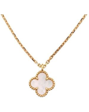Van Cleef & Arpels 18k Gold Sweet Alhambra Pendant Necklace 18k Yellow Gold And Mother Of Pearl (authentic Pre-loved) - Metallic