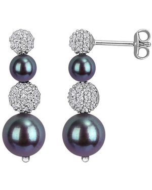 Rina Limor 1.22 Ct. Tw. Topaz & Pearl Drop Earrings - White