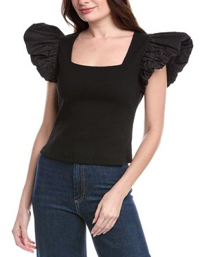 Endless Rose Mixed Media Top - Black