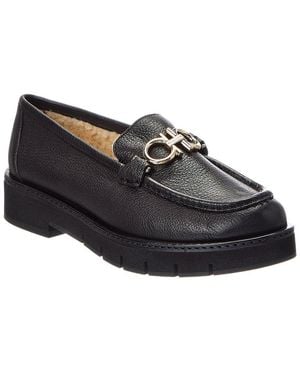 Ferragamo Rolo Lug Leather Loafer - Black