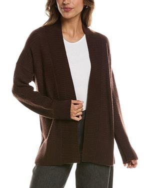 Forte Textured 100% Cashmere Duster Cardigan - Brown