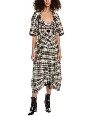 Ganni Cutout Linen & Silk-blend Maxi Dress - White