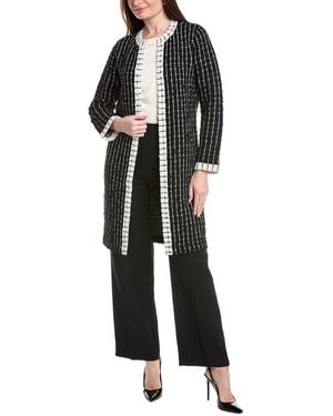 St. John Soft Boucle Windowpane Wool-Blend Kissing Jacket - Black