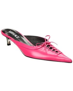 Versace Pin-Point Leather Mule - Pink