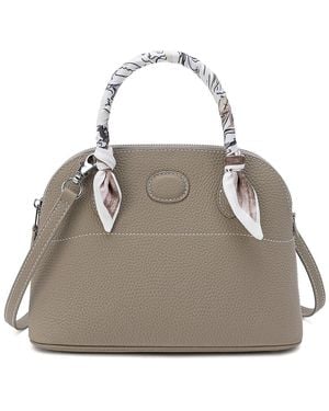 Tiffany & Fred Paris Top-grain Leather Satchel - Gray