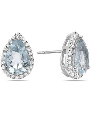 Forever Creations USA Inc. Forever Creations 14k 2.41 Ct. Tw. Diamond & Aquamarine Halo Earrings - Blue