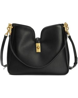 Tiffany & Fred Paris Crystal Smooth Leather Shoulder Bag - Black