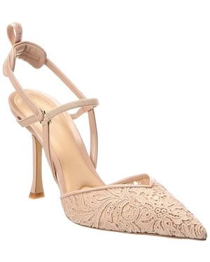 Fendi Very Colibri Lace Tulle & Leather Slingback Pump - Pink