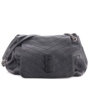Saint Laurent Matelasse Chevron Leather Nolita Satchel Medium (Authentic Pre-Loved) - Gray