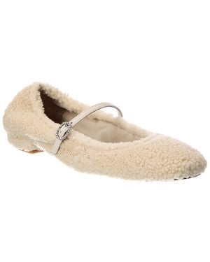 Stuart Weitzman Lennox Shearling Flat - Natural