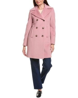 Fleurette Tailored Double-Breasted Wool-Blend Coat - Pink