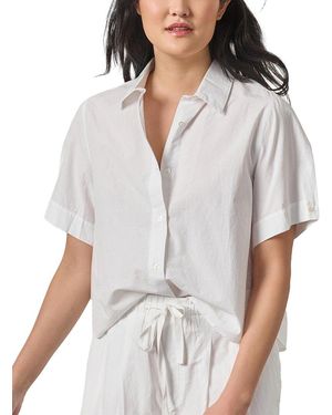 Lilla P Folded Sleeve Button Down Shirt - White