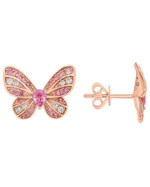 Effy Fine Jewelry 14k Rose Gold 1.01 Ct. Tw. Diamond & Pink Sapphire Earrings
