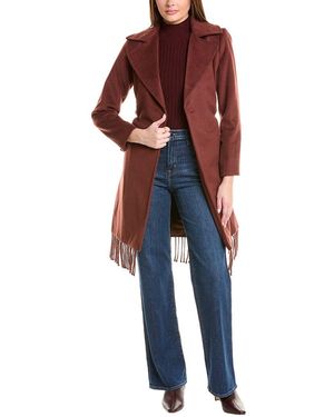 Sam Edelman Fringe Wool-blend Wrap Coat - Blue