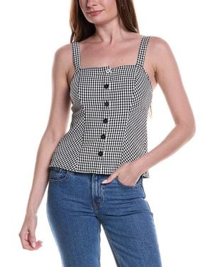 Vince Camuto Button Front Fitted Tank Top - Blue