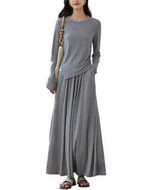 OUNIXUE 2Pc T-Shirt & Skirt Set - Grey