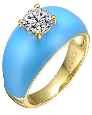 Rachel Glauber 14k Plated Cz Ring - Blue