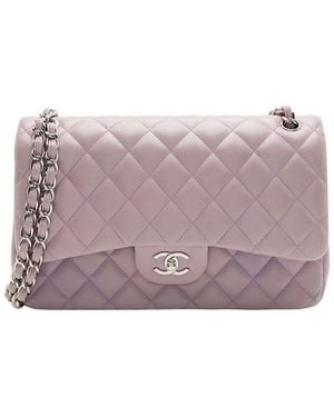 CHANEL Lambskin Classic Jumbo Double Flap Bag (Authentic Pre-Loved) - Grey