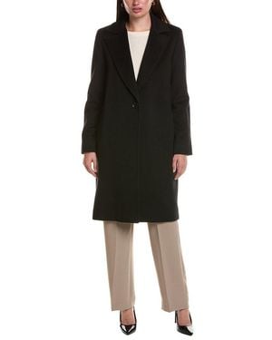 Sofiacashmere Sofiacashmere Single-Breasted Notched Lapel Wool & Cashmere-Blend Coat - Black