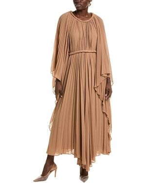 Beulah London Pleated Midi Caftan Dress - Brown