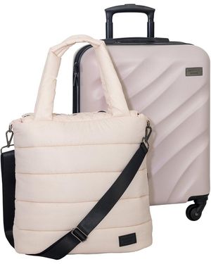 Geoffrey Beene Puffer Hardside 2pc Luggage Set - Natural