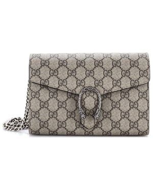 Gucci Gg Coated Canvas Dionysus Chain Wallet Long (Authentic Pre-Loved) - Grey