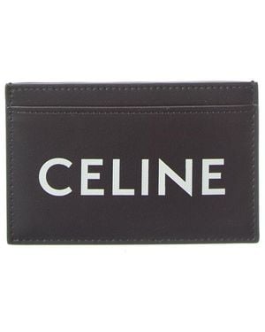 Celine Logo Leather Card Case - Black